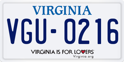 VA license plate VGU0216