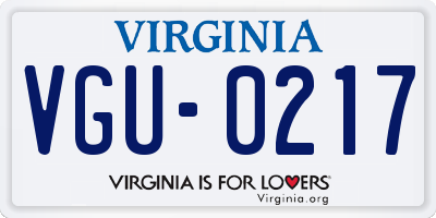 VA license plate VGU0217