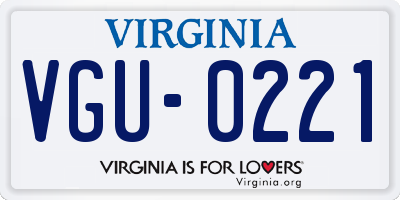 VA license plate VGU0221