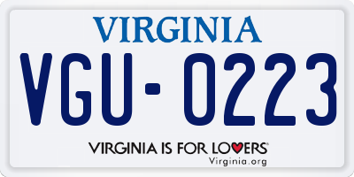 VA license plate VGU0223