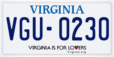VA license plate VGU0230