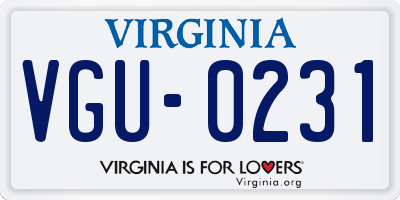 VA license plate VGU0231