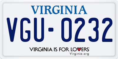 VA license plate VGU0232