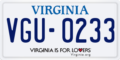 VA license plate VGU0233