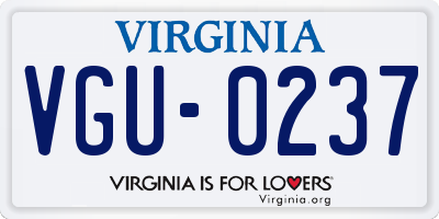 VA license plate VGU0237