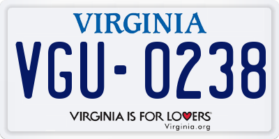 VA license plate VGU0238