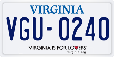 VA license plate VGU0240