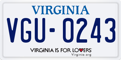 VA license plate VGU0243