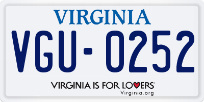 VA license plate VGU0252