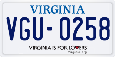 VA license plate VGU0258