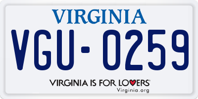 VA license plate VGU0259