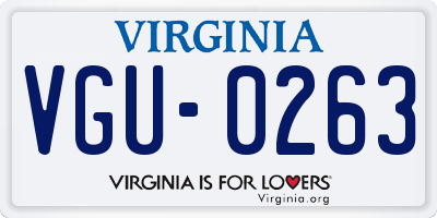 VA license plate VGU0263
