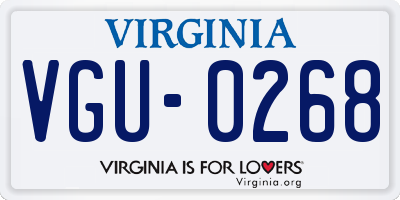 VA license plate VGU0268
