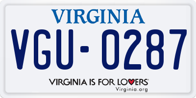 VA license plate VGU0287