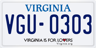 VA license plate VGU0303