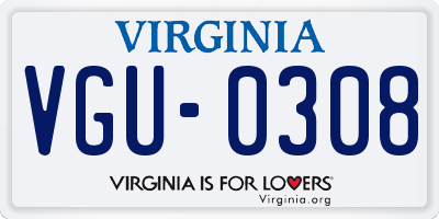 VA license plate VGU0308