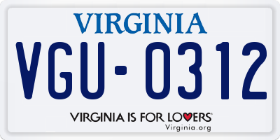VA license plate VGU0312