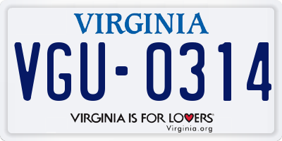 VA license plate VGU0314