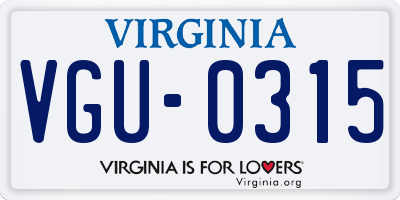 VA license plate VGU0315