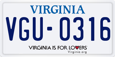 VA license plate VGU0316