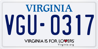 VA license plate VGU0317
