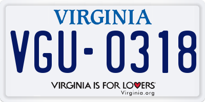 VA license plate VGU0318