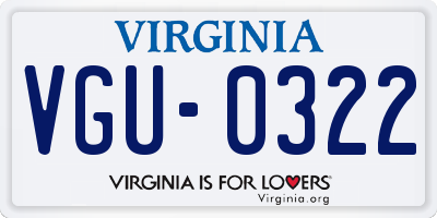 VA license plate VGU0322