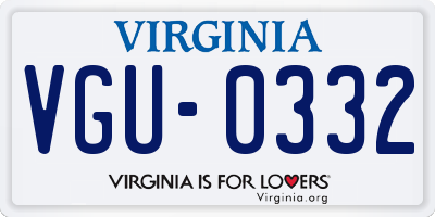 VA license plate VGU0332