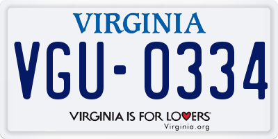 VA license plate VGU0334