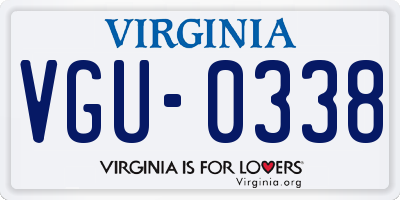 VA license plate VGU0338