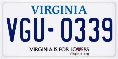 VA license plate VGU0339