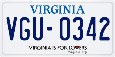 VA license plate VGU0342
