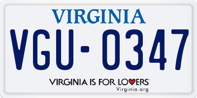 VA license plate VGU0347