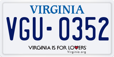 VA license plate VGU0352