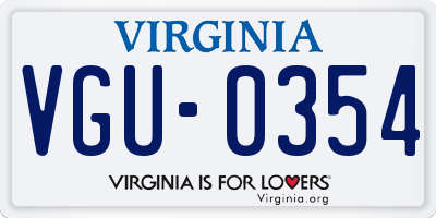 VA license plate VGU0354