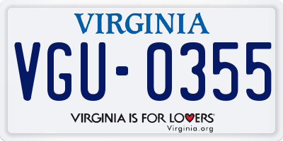VA license plate VGU0355