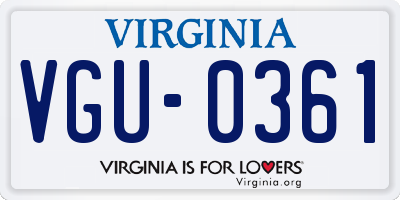 VA license plate VGU0361