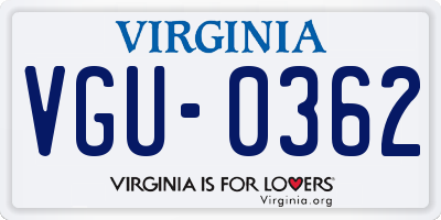 VA license plate VGU0362