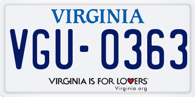 VA license plate VGU0363