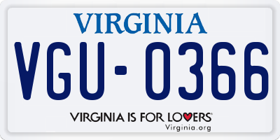 VA license plate VGU0366
