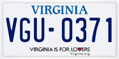 VA license plate VGU0371