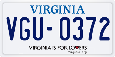 VA license plate VGU0372