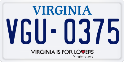 VA license plate VGU0375