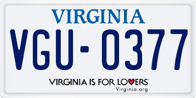 VA license plate VGU0377
