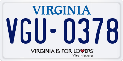 VA license plate VGU0378