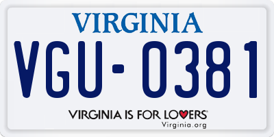 VA license plate VGU0381