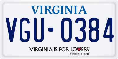 VA license plate VGU0384