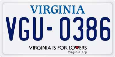 VA license plate VGU0386