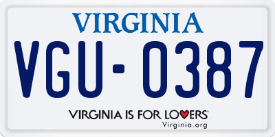 VA license plate VGU0387