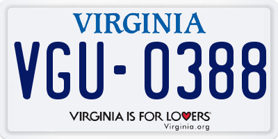 VA license plate VGU0388